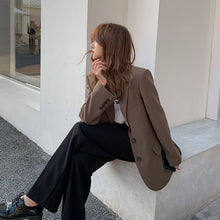 將圖片載入圖庫檢視器 MIKILE 咖色西裝外套女2021早秋韓版休閑寬松高級感炸街網紅西服
