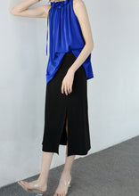 將圖片載入圖庫檢視器 TRR 低調中帶著小性感 赫本黑A字高腰半身裙 側開叉長裙下裝女NEW
