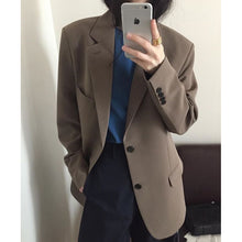 將圖片載入圖庫檢視器 MIKILE 咖色西裝外套女2021早秋韓版休閑寬松高級感炸街網紅西服
