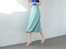 將圖片載入圖庫檢視器 TRR 美翻夏日自帶仙氣 高腰淺雅藍半身裙氣質時髦chic 飄逸長裙女
