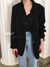 將圖片載入圖庫檢視器 2021新款黑色寬松ins西裝外套女春秋韓版網紅休閑氣質女士小西服
