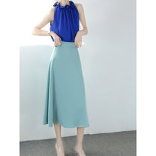 將圖片載入圖庫檢視器 TRR 美翻夏日自帶仙氣 高腰淺雅藍半身裙氣質時髦chic 飄逸長裙女
