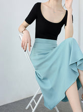 將圖片載入圖庫檢視器 TRR 美翻夏日自帶仙氣 高腰淺雅藍半身裙氣質時髦chic 飄逸長裙女
