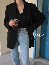 將圖片載入圖庫檢視器 2021新款黑色寬松ins西裝外套女春秋韓版網紅休閑氣質女士小西服
