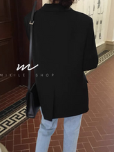 將圖片載入圖庫檢視器 2021新款黑色寬松ins西裝外套女春秋韓版網紅休閑氣質女士小西服
