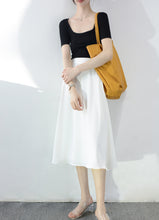 將圖片載入圖庫檢視器 TRR 2021夏半身裙百搭高腰中長裙A字大擺顯瘦 優雅仙女白裙子ins
