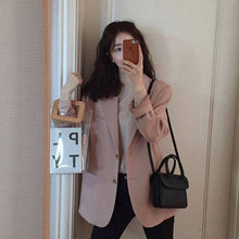 將圖片載入圖庫檢視器 2021春秋新款韓版時尚休閑chic小西裝外套女氣質ins粉色西服薄款
